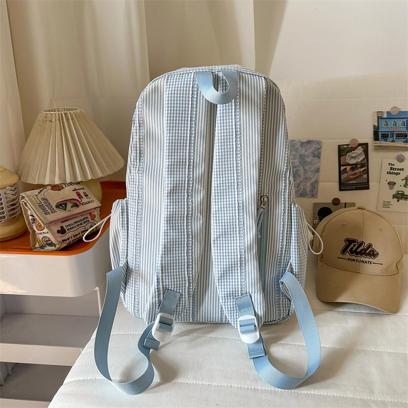 Campus Schoolbag Women's Plaid Backpack Junior Senior High School Students Large Capacity Travel Backpack