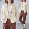Giacca Blazer da Donna in Lino Monopetto Manica a Tre Quarti Larga Casual Oversize Risvolto Capospalla da Ufficio Cappotto Primavera Autunno