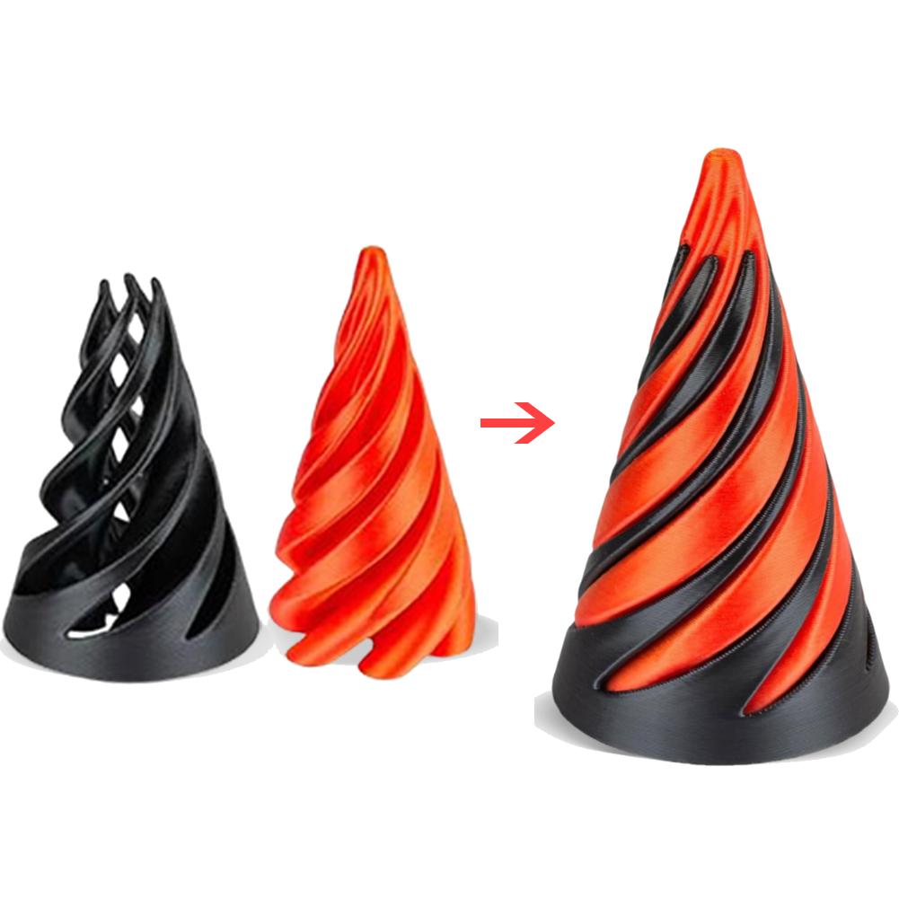 3D Printed Spiral Cone Toy Impossible Pyramid Passthrough Sculpture Pass Through Pyramid Fidget Toy Mini Vortex Thread Illusion