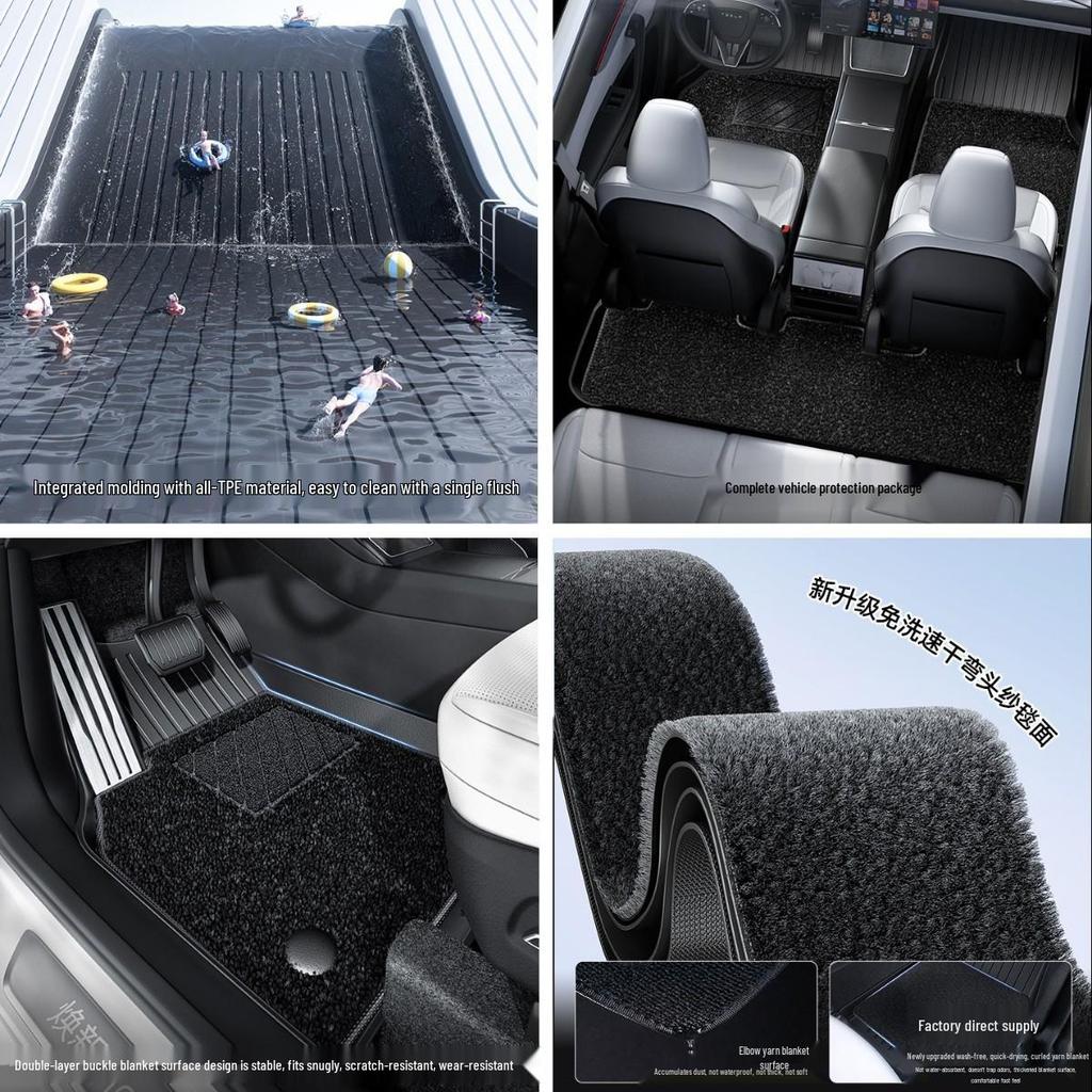 YZ Floor Mats for Tesla Model 3/Y - Full Coverage TPE Car Accessories