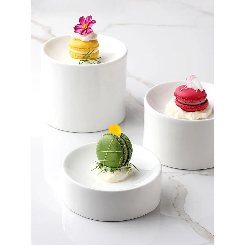 Restaurant Ceramic Creative Dishes Snacks French Dessert Table Molecular Dishes Cold Dishes Cylindrical Pastry Plates