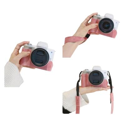 Elegant PU Leather Half Camera Case Bag Cover with Easy Battery Access