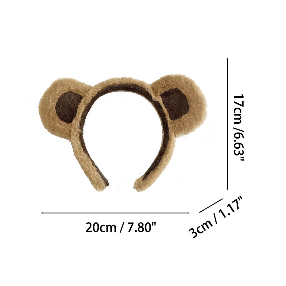 Cartoon Bear Ears Hairband Women's Face Wash Hair Clip Rabbit Velvet Cute Plush Bear Ears Hairband Girl's Hair Accessory