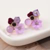 Elegant Purple Crystal Flower Earrings - S925 Sterling Silver Studs, Niche Design, Retro Women's Fashion Accessory