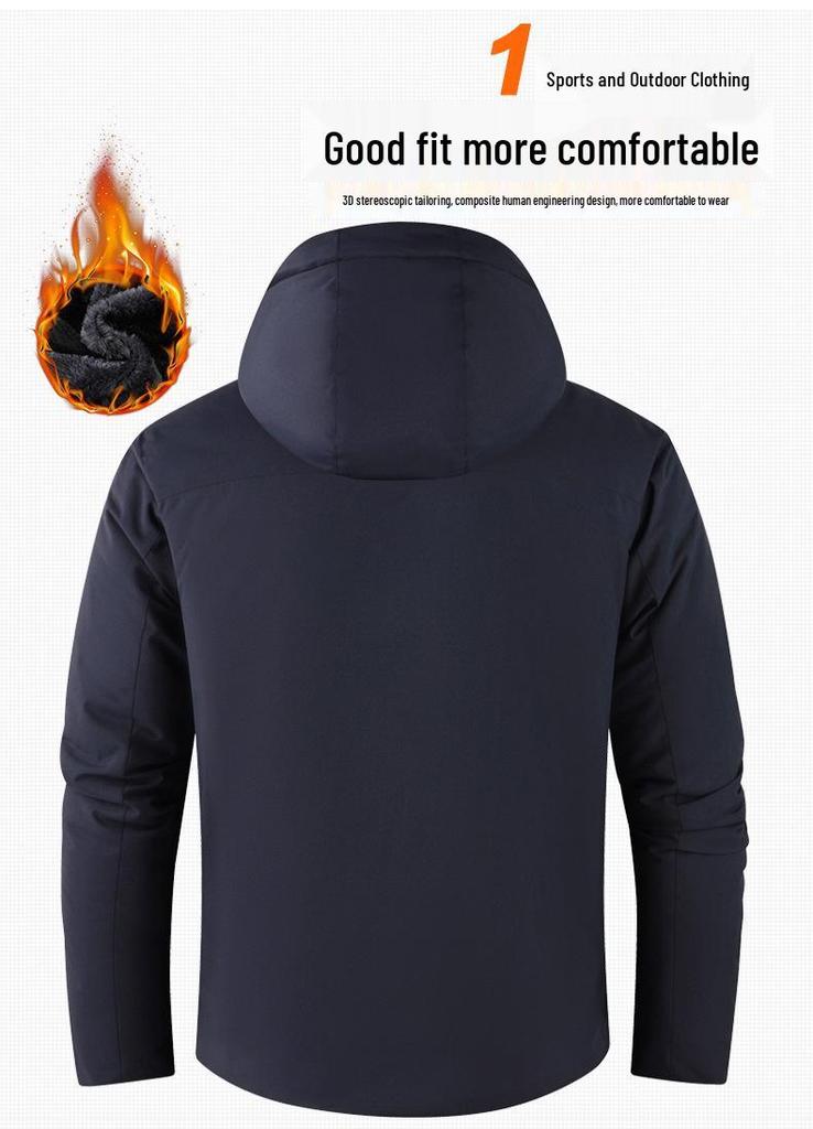Men's Plus Size Waterproof Windproof Fleece-Lined Winter Mountaineering Jacket