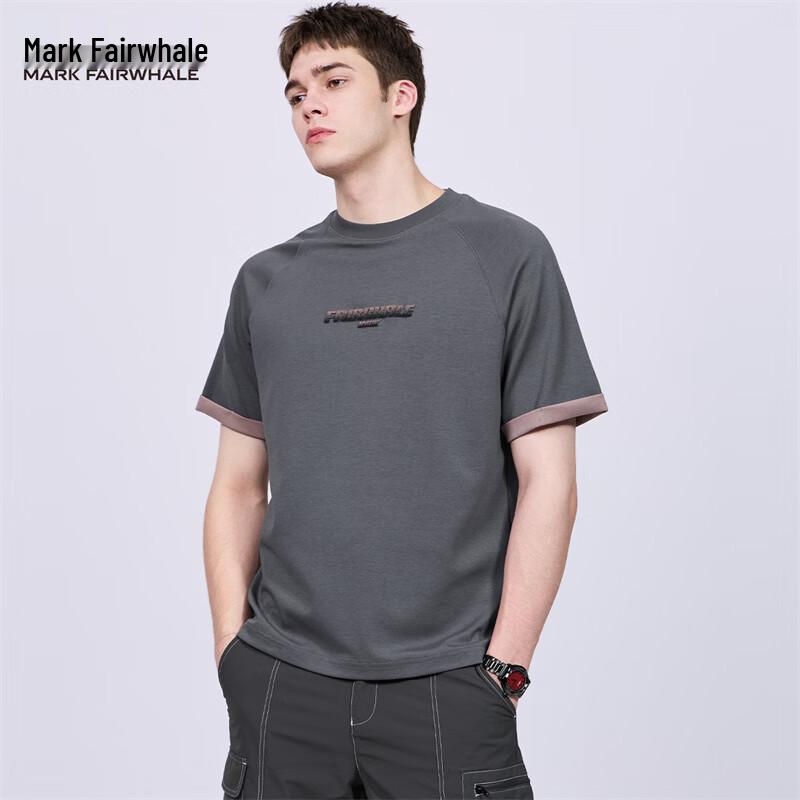 Mark Fairwhale Men s Flocking Embroidery Fake Two-piece T-shirt S