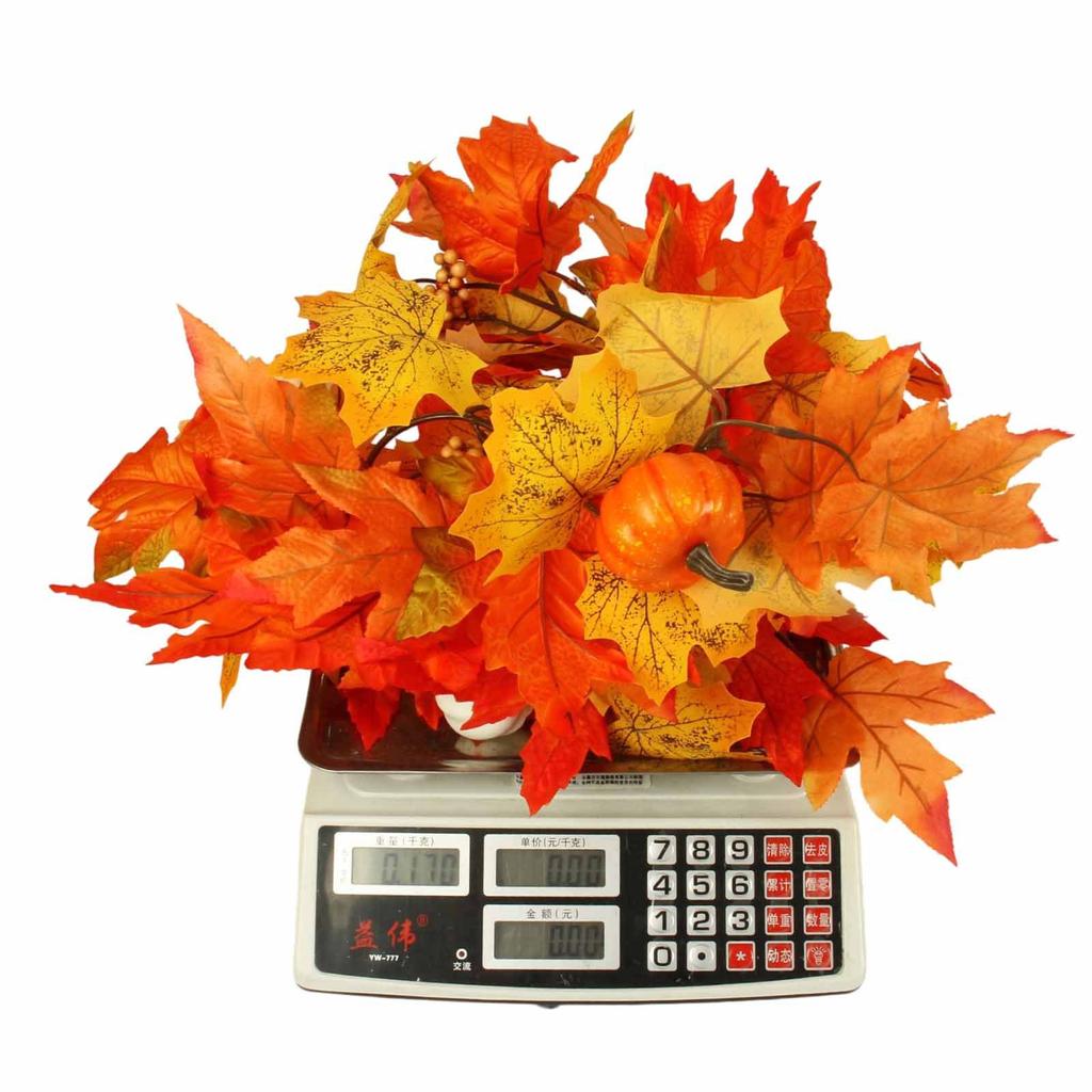 Inch Halloween Garland Decor with Artificial Pumpkin and Maple Leaves - for Mantel Cabinet