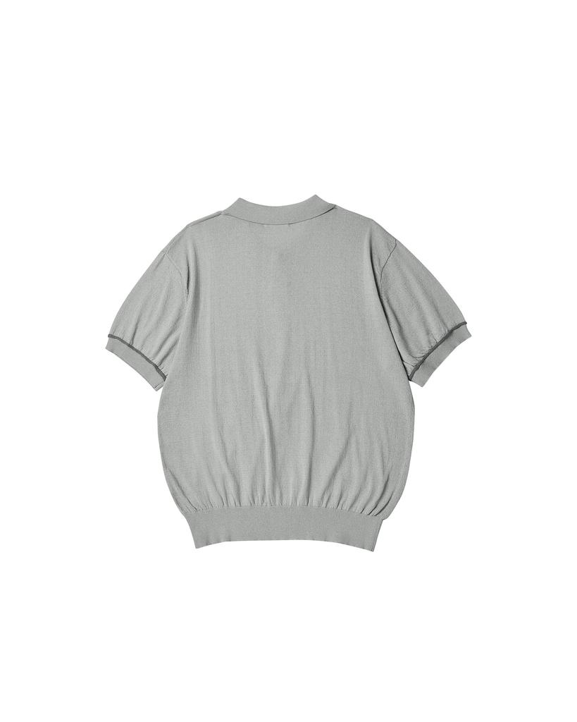 WORTHWHILE MOVEMENT Knit Polo Half Shirt (Light Gray)