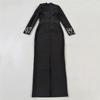 European and American Studded Bandage Long Sleeve Evening Gown - Slim Fit Socialite Party Dress