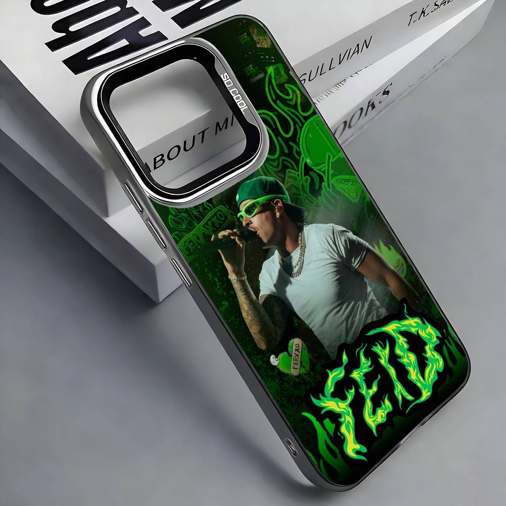 

F-Feid Ferxxo SIXDO Singer Colorful Silver Back Phone Case For IPhone 17 16 15 14 13 12 11 Plus Pro Max Plus iPhone17air