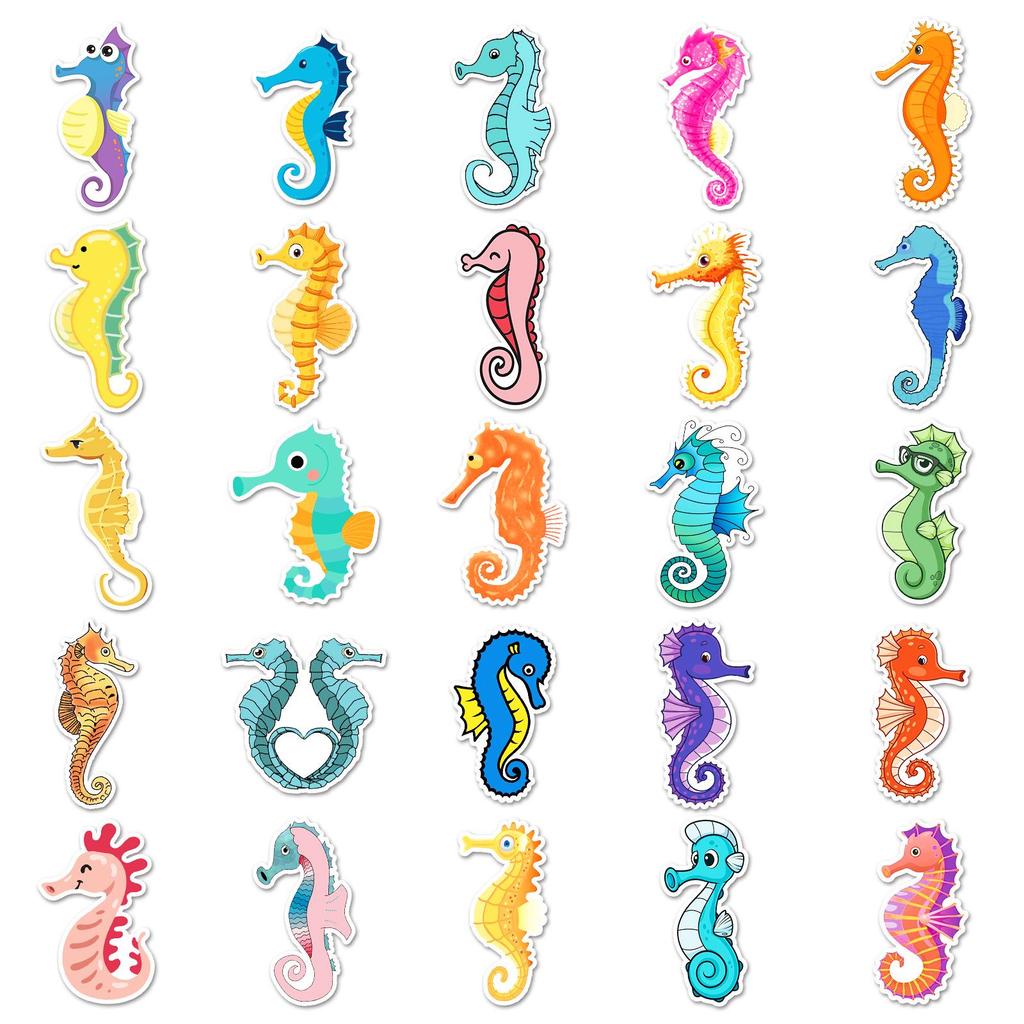50 Seahorse Cartoon Stickers: Creative DIY Diary & Phone Case Decor, Waterproof