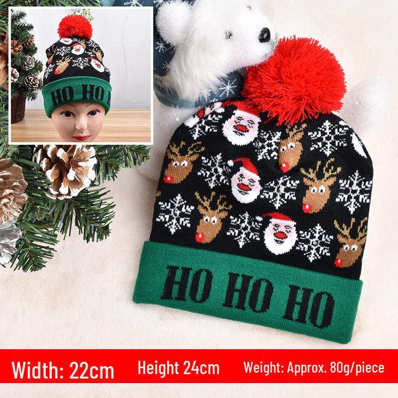 Bunte Strick-LED-Weihnachtsmütze - Perfekt für Partyfotos & Kindergeschenke