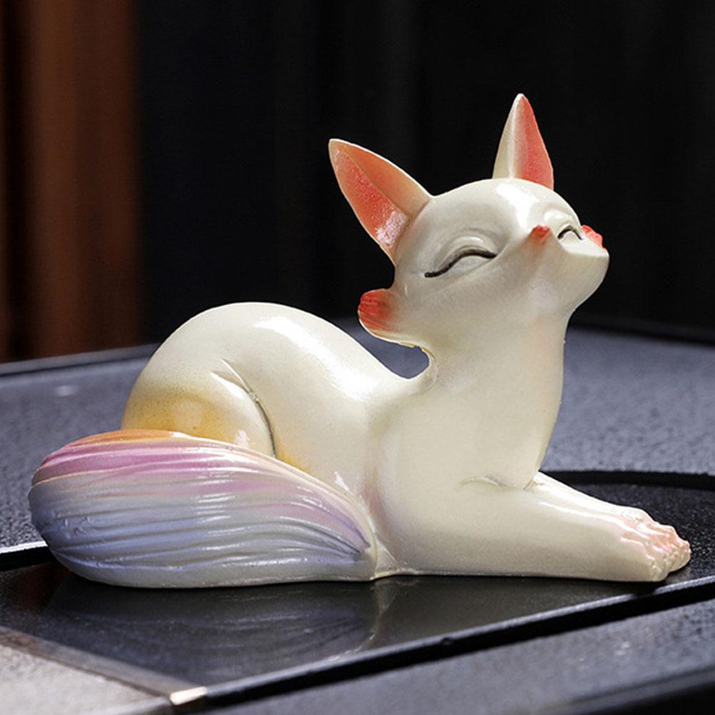 1/2pcs Little Fox Color Changing Tea Pet Ceramic Ornament Creative Home Office Decor Desktop Teaware Tea Ceremony Tradition Gift
