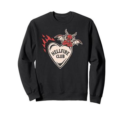 Stranger Things Valentine's Hellfire Club Demon On A Heart Sweatshirt