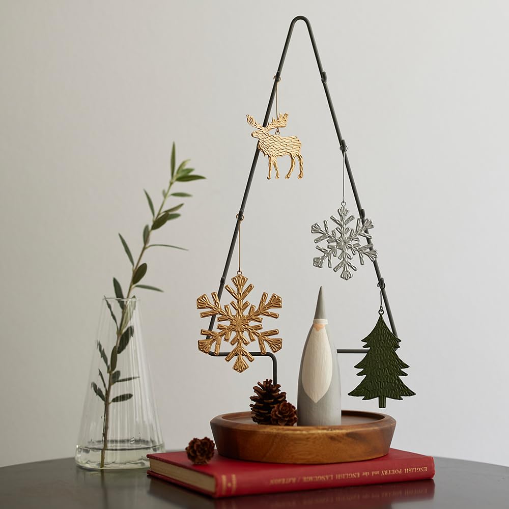 Shesay Embossed Tin Snowflake Nordic Christmas Tree Snowflake Display Large Silver Ornament, Ornament, (7.4cm Tall),