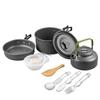 ZISIZ Outdoor Camping Cookware Set with Teapot & Tableware