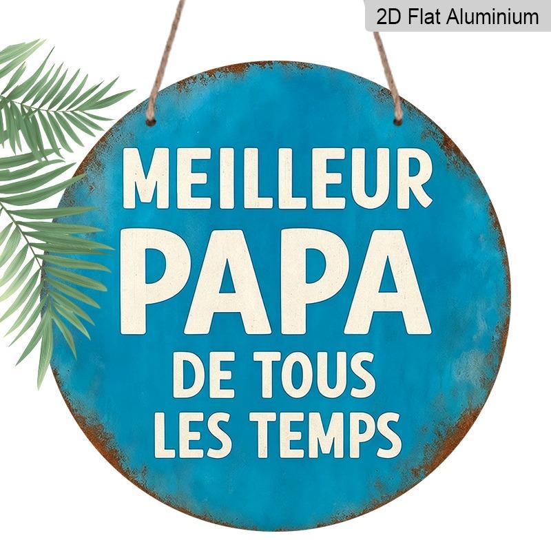 

2D Flat Retro Aluminum Wall Decorations in Various Sizes, French Retro Style, Fun Father-themed, Best Dad Ever Wall Hangers. Ideal for Home Décor 20*20cm