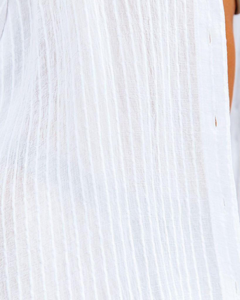 Three-Dimensional Jacquard Striped Beach Cover-Up Shirt for Sun Protection