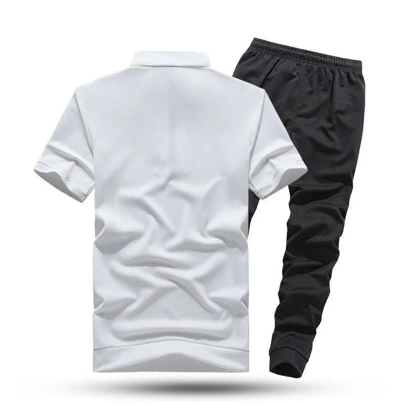 Short-sleeved Suit Men's Summer Thin Stand-up Collar Sportswear Two-piece Casual