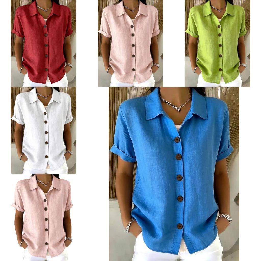 Spring Bohemian Style Short Sleeve Shirt With Padded Patching For Casual Office Wear