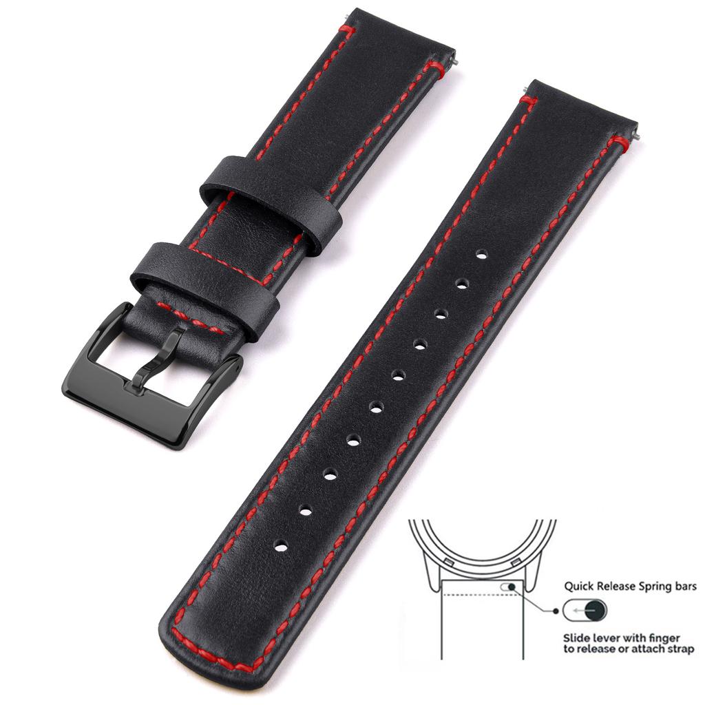 Genuine Leather Top Grain Watch Band, Quick Release 20mm/22mm Watch Strap, Fits Samsung Galaxy Watch, Men and Women Watch band