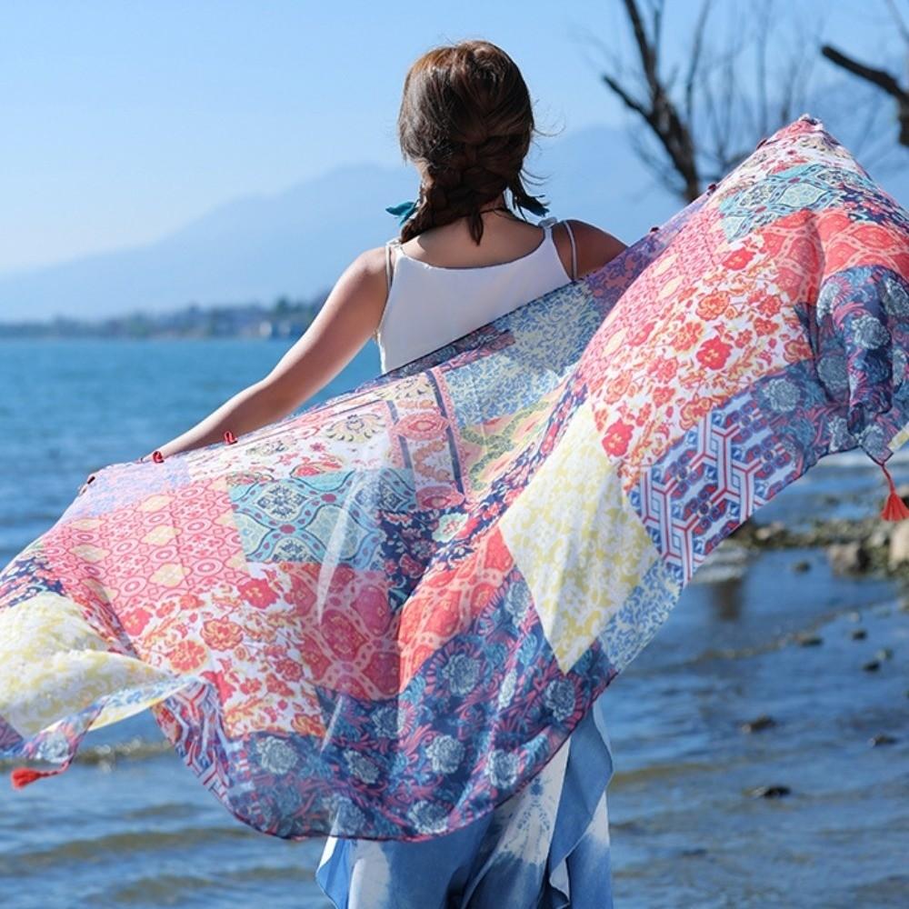 Tassels Sunscreen Scarf Shawl Knot Button National Style Cloak Fashion Cardigan Cape  Outdoor