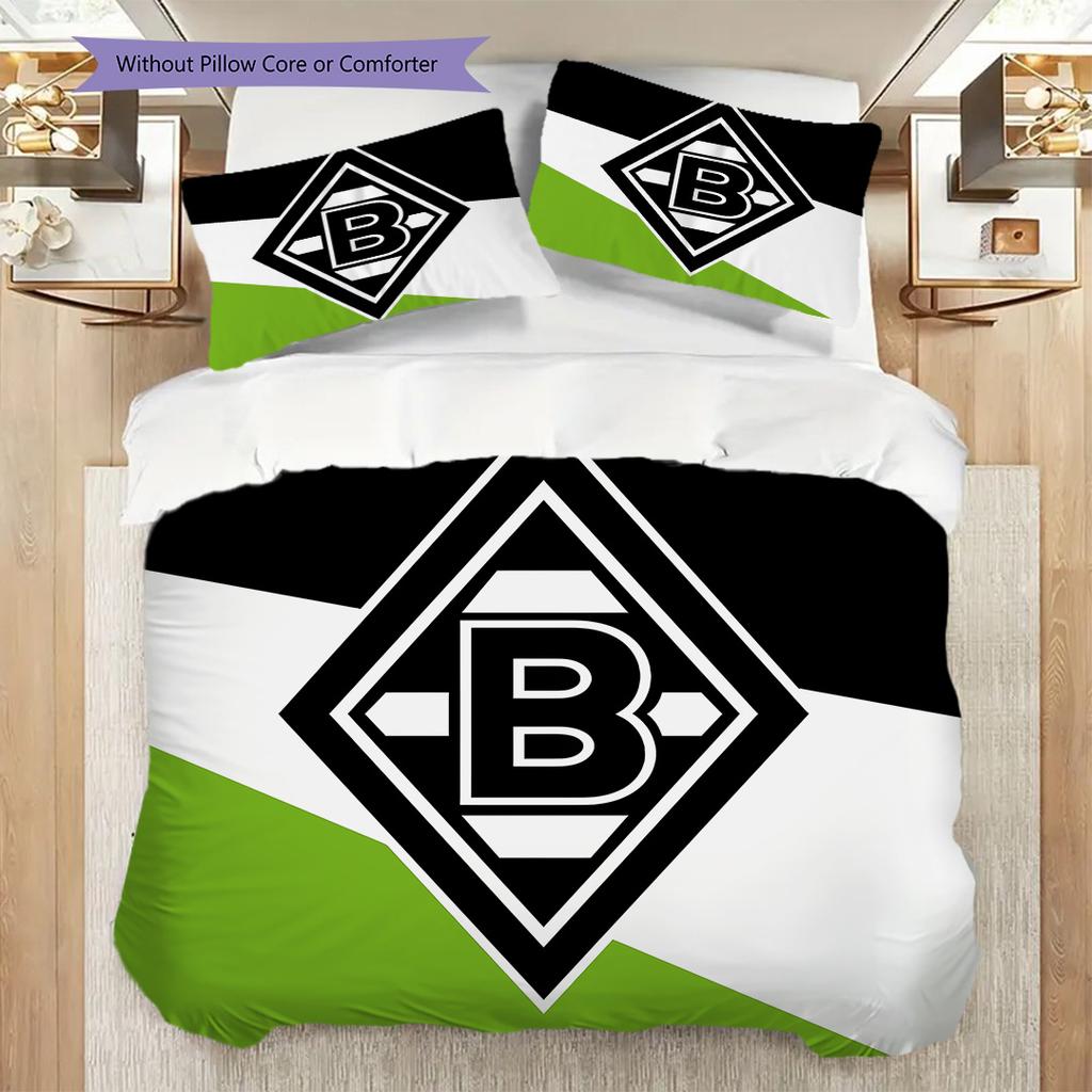 Borussia Vzor Povlečení Sada Prošívaných Dek Quilt Cover Povlak na Polštář Domácí Dekorace Dárek k Narozeninám (1 * povlak na peřinu + 2 * povlak na polštář, bez jádra)