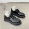 British style small leather shoes for women in spring 2025 thick soled retro single shoes black lace up loafers