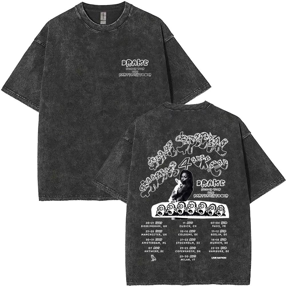 

Washed Vintage Drake Europe Tour with Partynextdoor Tshirt SSSU Some Sexy Songs U Tshirt Men Hip Hop Oversized T Shirt S