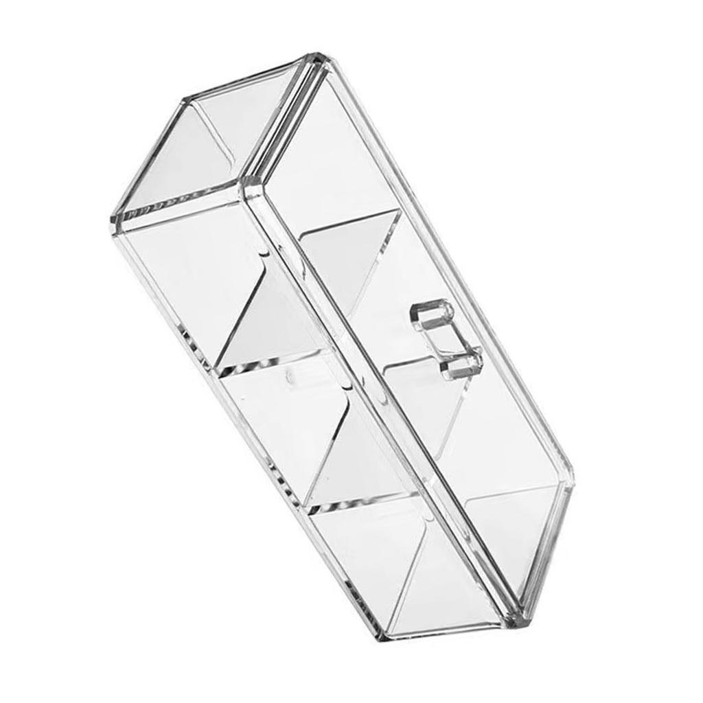 Acrylic Makeup Organizer 3 Compartments Transparent Multifunctional Cotton Pads Divided Storage Box