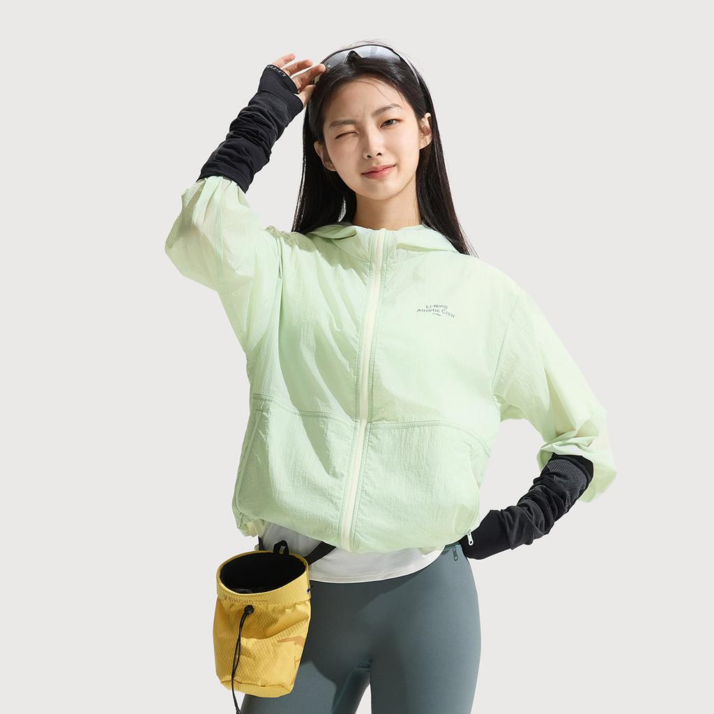 Li Ning Comprehensive Training Series Ice Silk Cool Comfort Sports Windproof Sun Protection Jacket Women Jacket Ice-Green AFDV428-8
