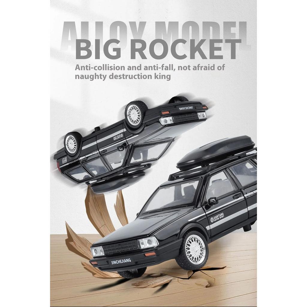 1/32 Volkswagen Santana Alloy Model Car, Cool Sound and Light, Strong Return, Exquisite Desktop Ornaments, Christmas Gifts