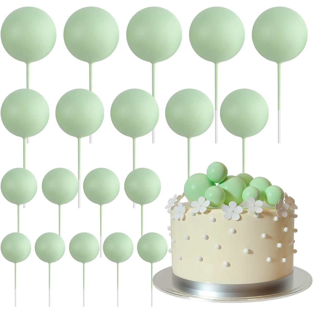 

20 шт. Топперы для торта в виде шариков, Мини-шарики, Палочки для топперов для торта, Светло-зеленые шарики, Украшения для торта на свадьбу, день рождения зелёный