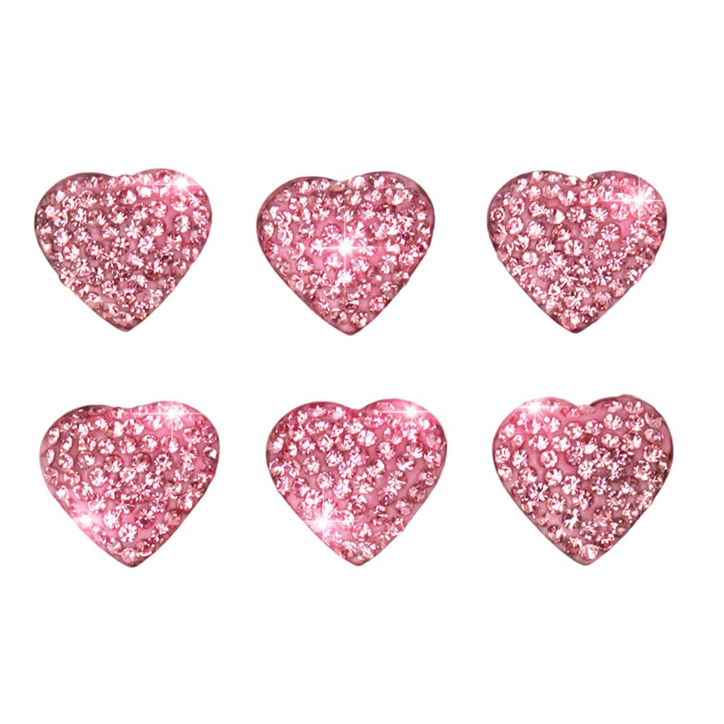 Pack Of 6 Crystal Heart Car Stickers Self Adhesive Interior Decors for Vehicle Enhancing Luxury with Rhinestone Designs