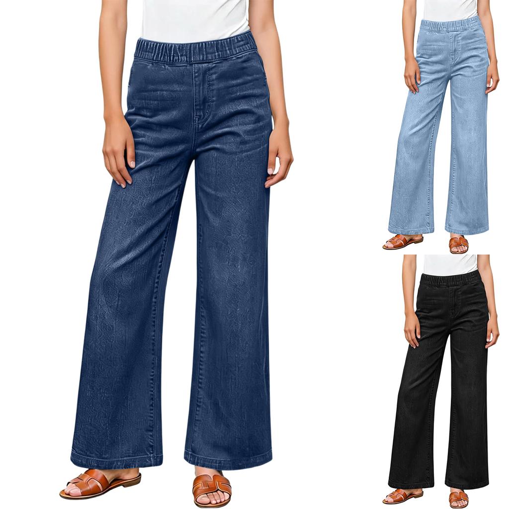 Women's Casual Loose Comfortable Fashionable Color Wide-leg Jeans