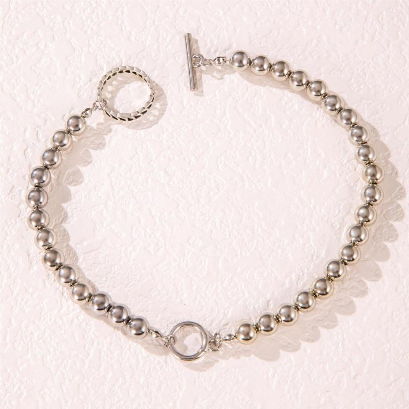 Beautiful Fashion Elegant Silver Color Ball Beads Chain Bracelet with Ring Women Lady Cute Bracelet Gorgeous Jewelry