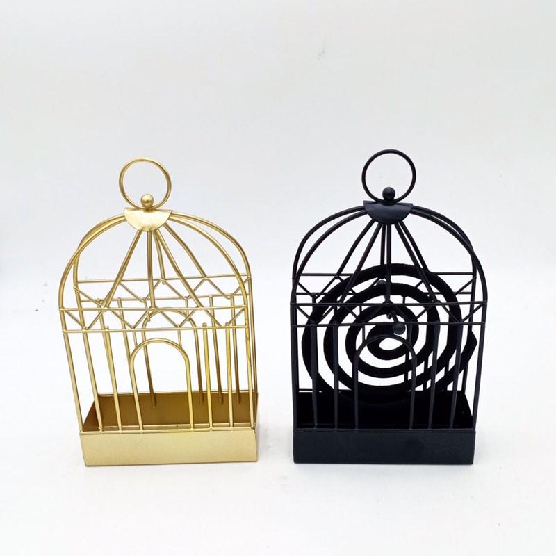 European Style Golden Wrought Iron Birdcage Mosquito Coil Holder - Creative Windproof Retro Design