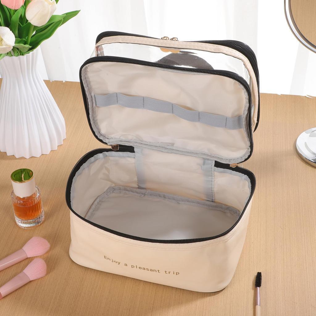 Frcolor Makeup Travel Cosmetic Travel Toiletry Large Capacity Cosmetic Cosmetic Storage Makeup Travel Toiletry Travel Pouch Pouch, Bag, Double-Layer