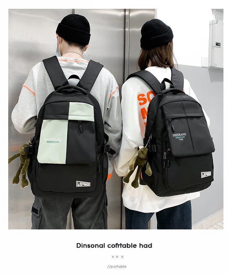Harajuku Style Color Block Backpack: Unisex Korean Version for High School and College Students