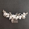 SLBRIDAL Handgefertigte Porzellanblume Blatt Süßwasserperlen Braut-Haarkamm Hochzeits-Haarband Haarschmuck Damen Schmuck
