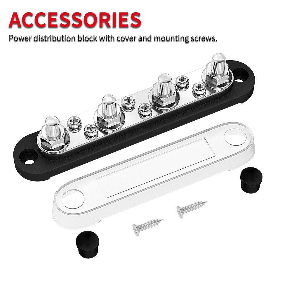 Car Terminal Block Negative Bus Bar 12V 150A Terminal Block 12V Power Distribution Block M8 Termianl Bus for Automotive Boat Fuses4