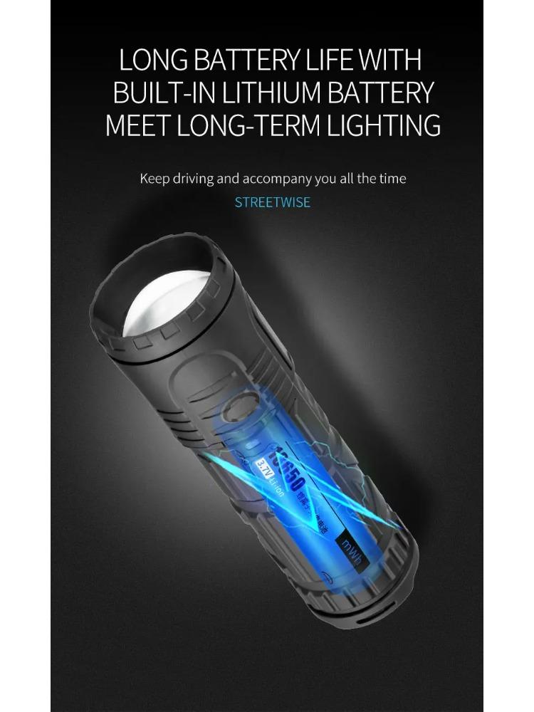 Powerful White Laser Flashlights Telescopic Zoom Tactical Spotlights Rechargeable Outdoor Torch With Tail Light Built-in Battery