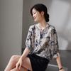 SOFSIL Women's Printed Short Sleeve Silk Blouse