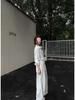 5werkwe Women's White Linen Long Sleeve Casual Shirt Set - Versatile Autumn Style
