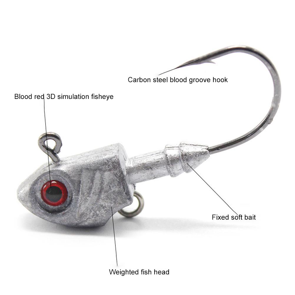 6Pcs Jig Heads Fishing Hooks with 3D Eye Ball 14g Beak Bait Holder Hooks Soft Bait Jig Fish Hooks Fishing Jigs