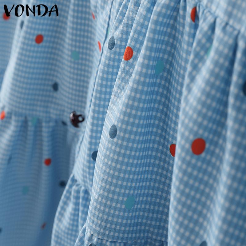 VONDA Rochie Mini Femei cu Bretele, Fără Mâneci, Imprimeu Buline, Casual, de Petrecere, Straturi, Plisată