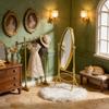 1:12 Scale Doll House Dressing Mirror Metal Floor Mirror Model Figurine For Miniature Bedroom Scene Setting Decoration