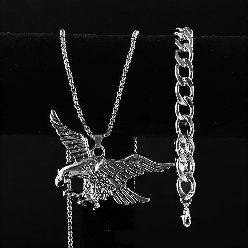 Vintage Eagle Pendant Necklace For Men And Women Hip Hop Punk Casual Jewelry
