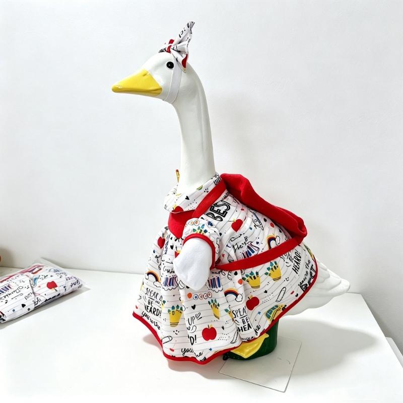 Porch Bird Statue Clothes for School-Season Decorating, Polyester Outfit with Colorful Classroom Symbols for 23 Inch Figure Displays