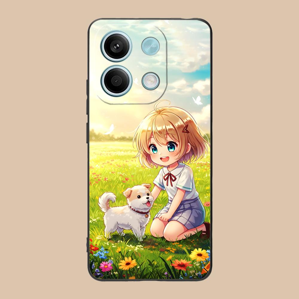 Girl Dog Puppy Matte TPU Mobile Phone Case for Xiaomi 15 14 13 12 Mi 11 T Ultra Lite Pro S X 5G Colorful Printing Cover